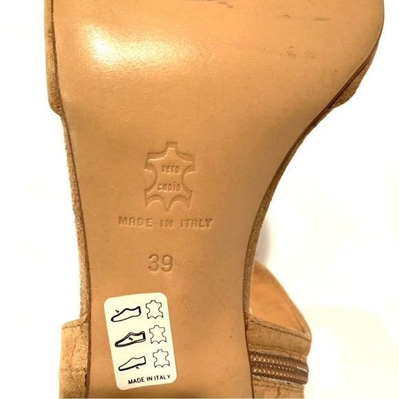 V Italia Tan Suede Western Heels with ornate Heel - Picture 10 of 12